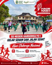 SD NEGERI HARGOMULYO I GELAR SENAM DAN JALAN SEHAT DALAM RANGKA HARI OLAHRAGA NASIONAL 2026